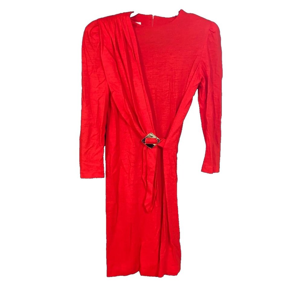 Vintage ACT 1 USA 80s M/10 Red Dress Art Deco Miami Claire Huxtable Dynasty